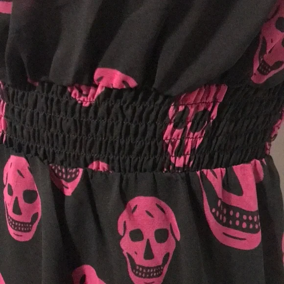 Sourpuss Black and Pink Skull High Low Dress - Picture 4 of 11